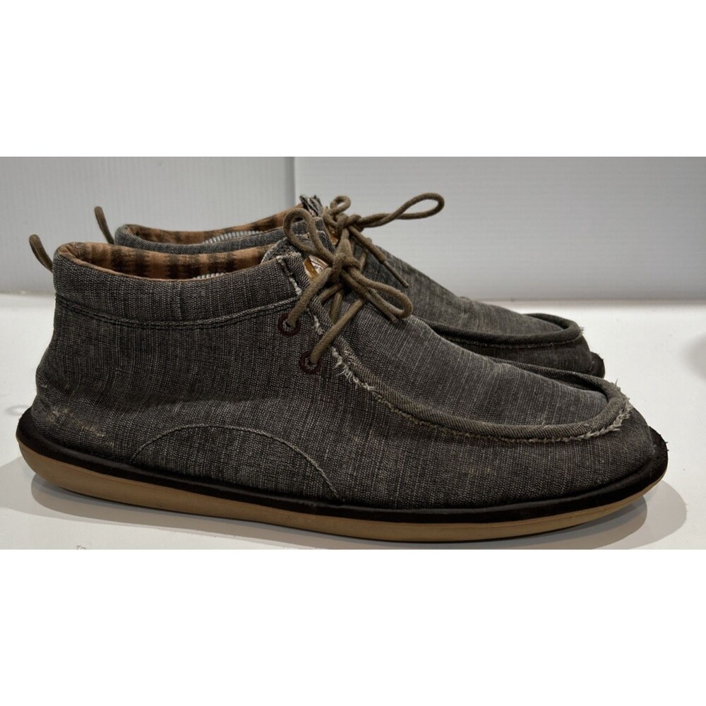 Sanuk Walla Chukka Fabric Shoes Slip On Gray Surf Men's 12 Lace Up Comfort Boots